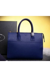 PRADA Grainy Leather Business Briefcase BN2699 Blue VS06521