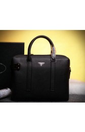 PRADA Grainy Leather Business Briefcase P3555 Black VS09361