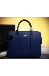 PRADA Grainy Leather Business Briefcase P3555 Royal VS00090