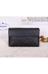Prada Grainy Leather Clutch P2221 Black VS04794