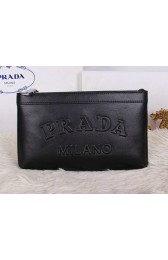 Prada Grainy Leather Clutch P2242 Black VS07076