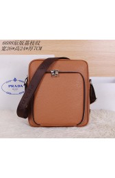 PRADA Grainy Leather Messenger Bag VA6688 Wheat VS01069