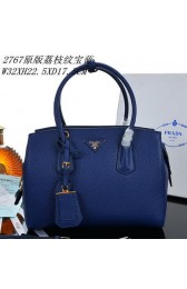 PRADA Grainy Leather Tote Bag PBN2767 Royal VS03187
