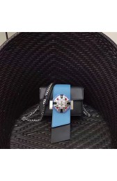 Prada Jewels Ribbon Calf Leather Bag Black and Blue 1BD067 VS00880