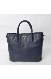 Prada Large Tote BN2537 in Sapphire Blue Calfskin Leather with Gold Hardware XZ VS03704