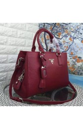 Prada Litchi Leather Double Tote Bag Burgundy BN2970 VS03679