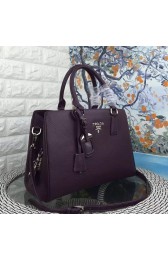 Prada Litchi Leather Double Tote Bag Dark Purple BN2970 VS00503