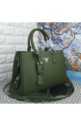 Prada Litchi Leather Double Tote Bag Green BN2970 VS05846