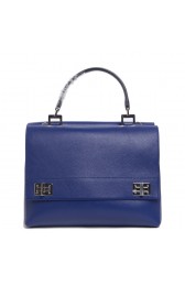 Prada Lux Double Satchel Bag BN2796 in Dark Blue Original Clemence Leather XZ VS05252