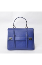 Prada Lux Double Satchel Bag BN2798 in Blue Original Saffiano Leather XZ VS00799