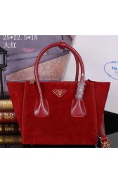 Prada Nubuck Leather Tote Bag BN2625 Red VS01879