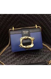 Prada Original Calf Leather Cahier Bag Blue 1BD066 VS08635