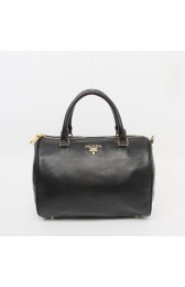Prada Original Calfskin Leather Boston Bags BL0610 in Black XZ VS00142