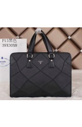 Prada Original Calfskin Leather Briefcase PM13 Black VS02236