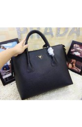 Prada Original Clemence Leather Tote BN0890 in Black Fug VS04038