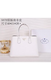 Prada Original Leather Tote Bag BN5070 White VS07824