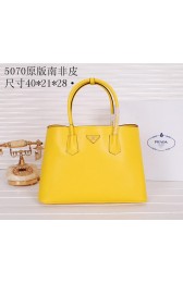 Prada Original Leather Tote Bag BN5070 Yellow VS09315