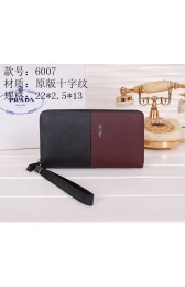 Prada Original Saffiano Leather Clutch P6007 Burgundy VS09263