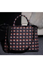 Prada Print Hemp Fabric Bag B2642B Orange VS01753