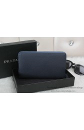 Prada Rivet Leather Clutch P8039 Royal VS05137