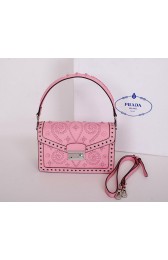 Prada Saffiano Caflskin Leather Flap Bag BN924E Pink VS00287