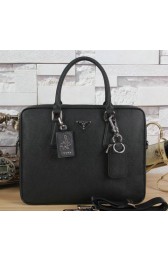 Prada Saffiano Calf Leather Briefcase PF003 Black VS00459