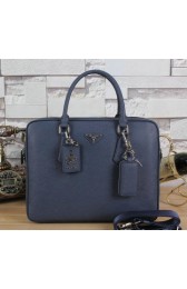 Prada Saffiano Calf Leather Briefcase PF003 Royalblue VS08468