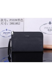 Prada Saffiano Leather Clutch P3339 Black VS07437