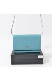 Prada Saffiano Leather Crossbody Wallet Bag 1M1361 in Light Blue with Gold Hardware XZ VS02540