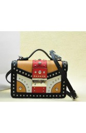 Prada Saffiano Leather Flap Bag BN0969 Black&White&Apricot&Red VS05009