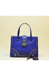 Prada Saffiano Leather Tote With Metal Studs B2752M Royal VS05995
