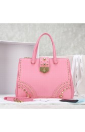 Prada Saffiano Leather Woman Tote Bag LSS 2752 in Pink with Gold Hardware VS06453