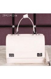 Prada Smooth Leather Tote Bags BN2796 White VS07316