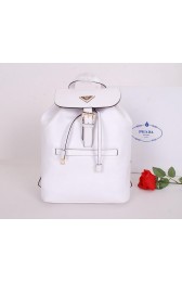 Prada Soft Calf Leather Backpack BZ032L White VS01024