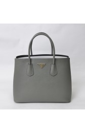 Prada Twin Saffiano Leather Cuir Large Tote BN2756 in Grey with Gold Hardware Mingd VS07048