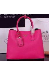 Prada Twin Saffiano Leather Cuir Large Tote BN2756 in Rose Red with Gold Hardware Mingd VS08031