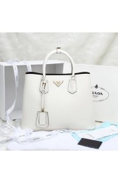 Prada Twin Saffiano Leather Cuir Large Tote BN2756 in White with Gold Hardware LSS VS01418