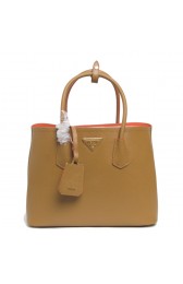 Prada Twin Saffiano Leather Cuir Large Tote BN2761S in Apricot with Gold Hardware XZ VS01579