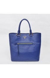 Prada Vitello Daino Shopper Tote BN2754 in Blue Original Clafskin Leather XZ VS01296