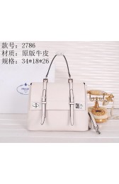 Prada Vitello Lux Flap Tote Bag BN2786 OffWhite VS04405