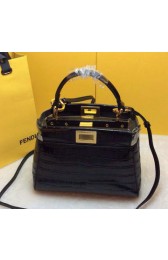 Quality Fendi mini Peekaboo Bag Croco Leather F520885 Black VS08836
