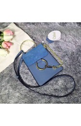 Replica AAA Chloe Faye Mini Suede Leather Crossbody Bag Blue 3S1229 VS04208