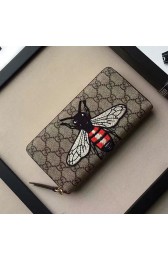 Replica AAA Gucci Embroidered Bee Zip Around Wallet 456863 VS09182