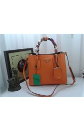 Replica AAAAA Prada Original Twin Saffiano Leather Cuir Tote BN2758 in Orange with Gold Hardware JJ VS04485