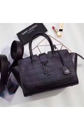 Replica AAAAA Saint Laurent Downtown Cabas Bag in Black Crocodile Embossed Leather 436834 VS07979