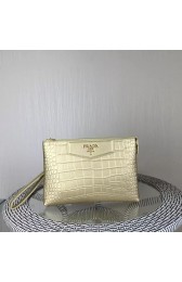 Replica Best Prada Croco Leather Clutch PD991 Gold VS00583