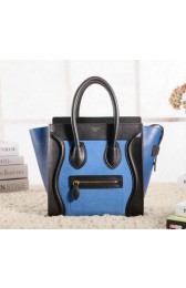 Replica Celine Luggage Micro Boston Bag Original Leather 3307 Blue&Black VS04744
