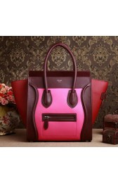 Replica Celine Luggage Mini Boston Tote Bags Original Leather 3308 Rose&Burgundy&Wine VS00367