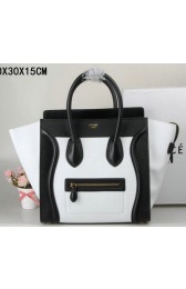 Replica Celine Luggage Mini Tote Bag Original Leather Ci3308 Black&White VS02716