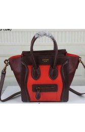 Replica Celine Luggage Nano Bag Original Leather C3308S Orange&Burgundy VS04027